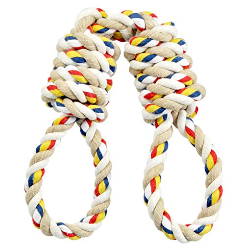 Book Cover Hinrylife XL Dog Rope Toy for Aggerssive Chewers - 100% Cotton Tough Ropes Toy for Large and Medium Dogs - Tough Tug of War Rope toyl for Chewing and Teething
