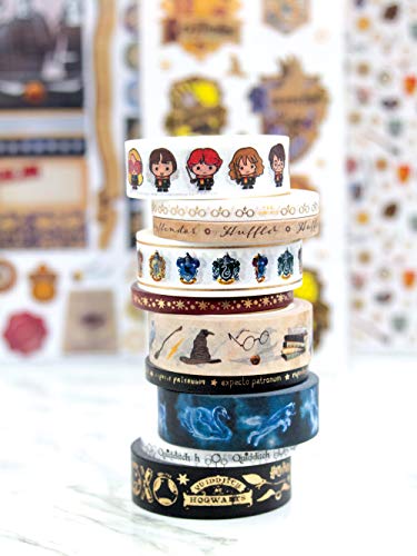 Book Cover Paper House Productions Harry Potter Foil Accent 10 Piece Fan Favorites Washi Tape Pack with 5 15mm Rolls and 5 5mm Rolls