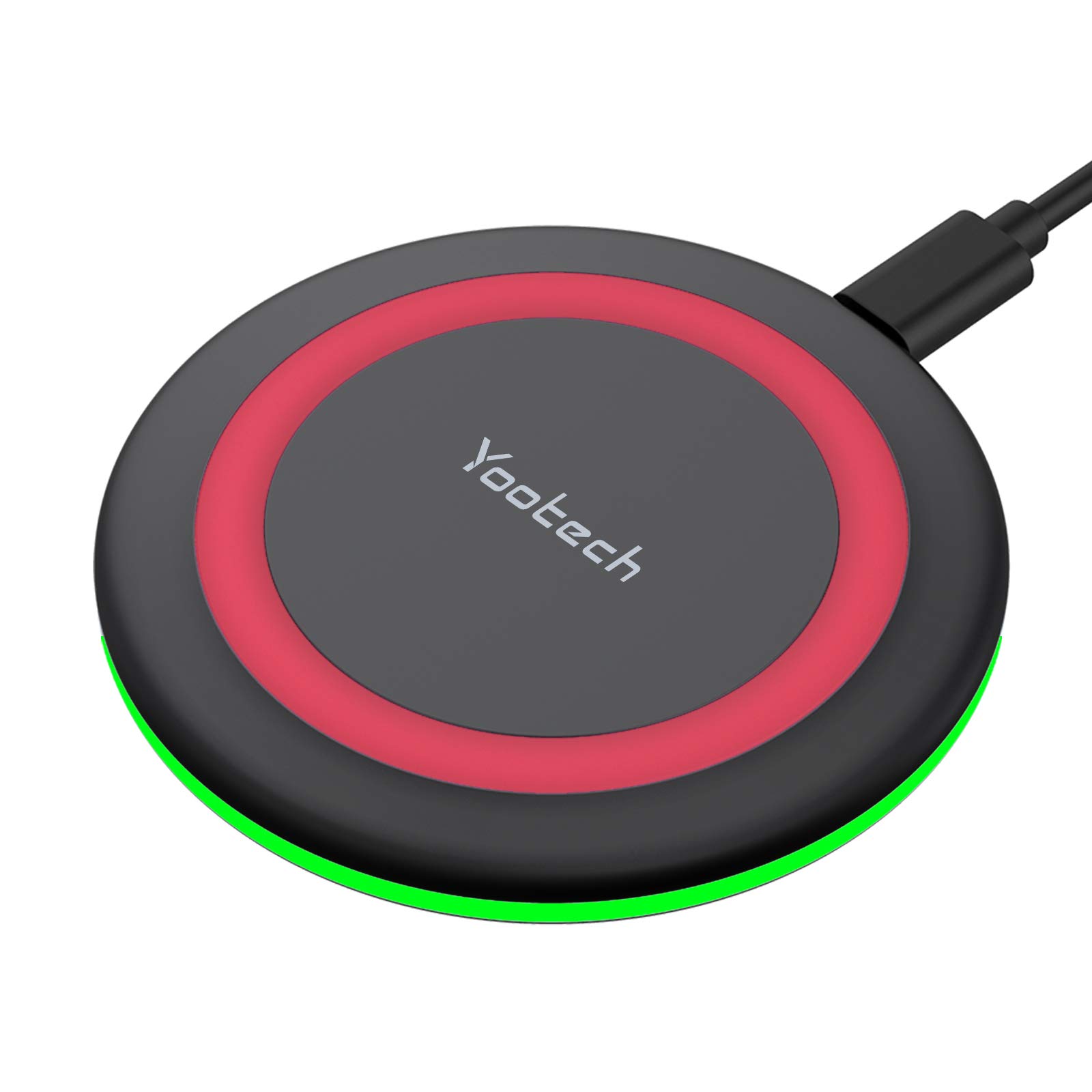 Book Cover Yootech Wireless Charger,10W Max Fast Wireless Charging Pad Compatible with iPhone 14/14 Plus/14 Pro/14 Pro Max/13/13 Mini/SE 2022/12/11/X/8,Samsung Galaxy S22/S21/S20,AirPods Pro 2(No AC Adapter) Black/Red