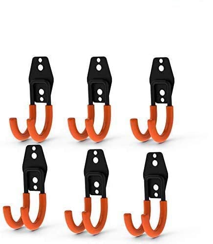 Book Cover CoolYeah Steel Garage Storage Utility Double Hooks, Heavy Duty for Organizing Power Tools, Small J Hooks(Pack of 6, 4.7 × 1.9 × 2.5 inches)