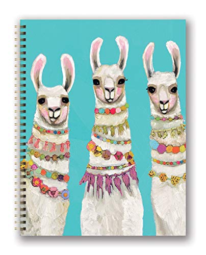 Book Cover Studio Oh! Extra Large Hardcover Spiral Notebook Available in 6 Designs, Eli Halpin Boho Llamas