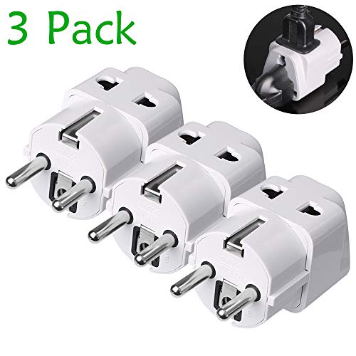 Book Cover EnriQ European Adapter, Schuko European Plug Adapter with Dual Ports Universal Travel Power Adapter for Europe CE Certified Heavy Duty USA to Germany France Iceland Spain Greece etc Type E/F(3 Pack)