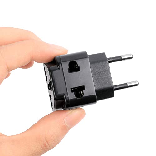 Book Cover European plug adapter,EnriQ USA to Most of Europe universal plug adapter for Europe Travel Adapter Plug Dual Universal Inputs Socket CE Certified Heavy Duty 3 Pack (Type C) Black