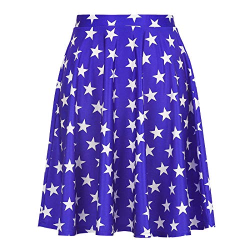 Book Cover HDE Skirts for Women - Midi Skirt Skater Skirt Knee Length High Waist Fun Prints