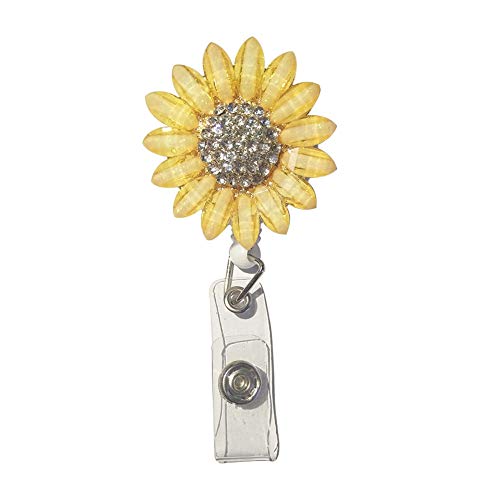 Book Cover Surlove Sunflower Badge Reel with Alligator Clip Nurse ID Name Tag Badge Holder (Yellow)
