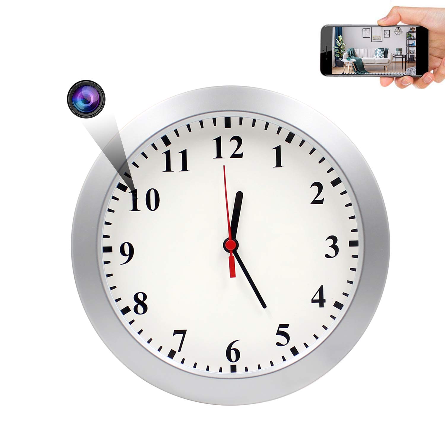 Book Cover AMCSXH Spy Hidden Wall Clock Camera, HD 1080P WiFi Camera Wall Clock, Security for Home and Office, Nanny Cam/Pet Cam/Wall Clock Cam, Remote-Real Time Video, Support iOS/Android, Video only