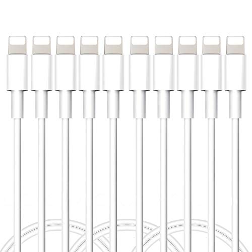 Book Cover Charging Cable, Luyishi 10 Pack 1M Phone Charger Cords Fast Charging Syncing USB Cables Data Lines Powerline Compatible High Speed Durable 3FT - White