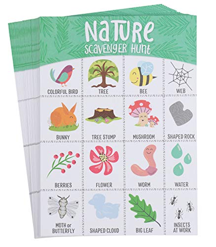 Book Cover Nature Themed Scavenger Hunt Game (5 x 7 Inches, 50-Sheets)