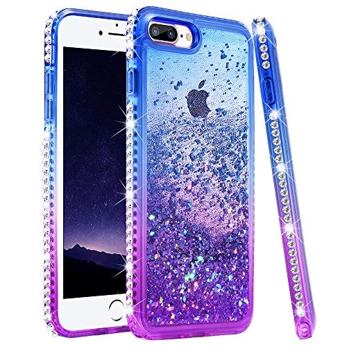 Book Cover Ruky iPhone 6 Plus Case, iPhone 6s Plus Glitter Case, Colorful Quicksand Series Soft TPU Glitter Liquid Floating Bling Diamond Women Girls Case for iPhone 6 Plus/6s Plus/7 Plus/8 Plus (Blue Purple)