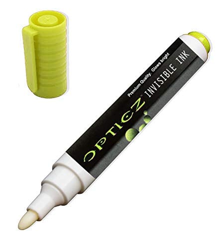 Book Cover Opticz UV Blacklight Reactive Large Tip Invisible Ink Marker, Yellow