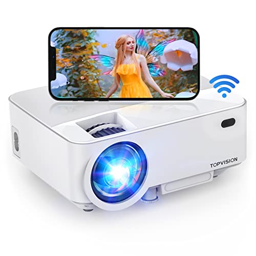 Book Cover Mini Projector, TOPVISION 4000LUX Outdoor Movie Projector with Screen Mirroring,Full HD 1080P Supported LED Projector, Compatible with Fire Stick,HDMI,VGA,USB,TV,Box,Laptop,DVD