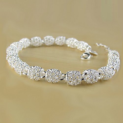 Book Cover Aland Women's 925 Sterling Silver Hollow Chain Bracelet Charm Wrist Bangle Clasp Gift
