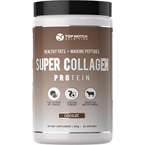 Book Cover Top Notch Nutrition Super Collagen Protein Powder with Healthy Fat Blend Featuring Avocado Powder MCT Oil Powder Grass Fed Butter Powder Use in Smoothies as Coffee Creamer or in Baking and Recipes