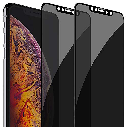 Book Cover FlexGear Privacy Screen Protector for iPhone Xs Max [Full Coverage] Tempered Glass (2-Pack)