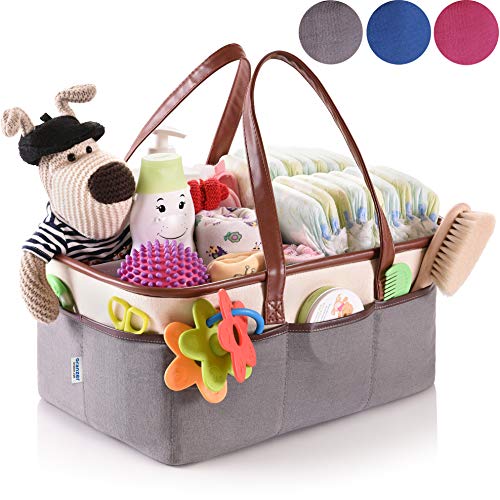 Book Cover Baby Diaper Caddy Organizer - Nursery Essentials Storage - Portable Bag for Car