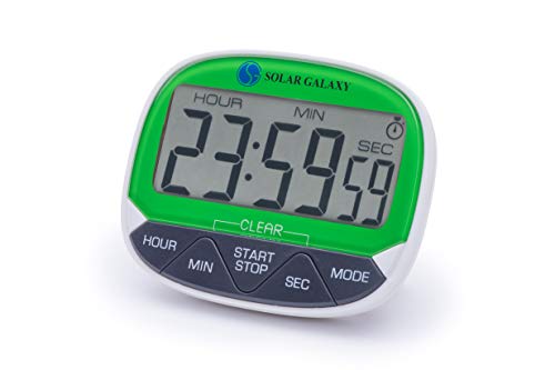 Book Cover Solar Galaxy 24 HR Digital Kitchen Timer Alarm Clock, Magnetic Backing, Retractable Stand, Memory Function, 12/24-Hour Clock, Alarm Mode, (Single AAA battery not included)