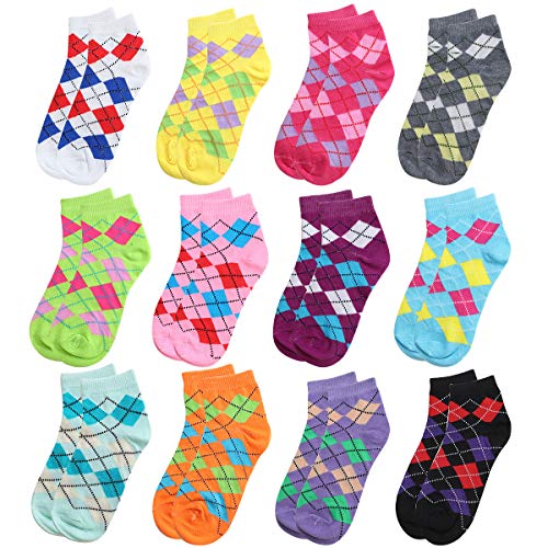 Book Cover 12 Pairs Assorted Colors Women's Ankle Socks Size 9-11 Fit Shoe Size 6-9