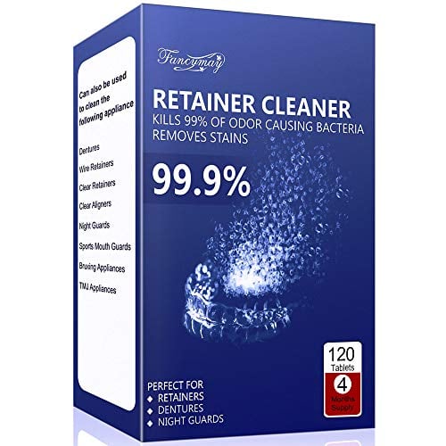 Book Cover Retainer Cleaning Tablets 120 Tablets - 4 Months Supply, Mouth Guard Cleaner, Remove Stains and Bad Odor, Prevent Brace Discoloration, Mint Flavor