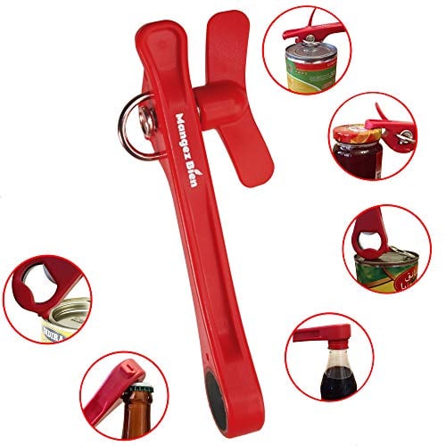 Book Cover 6 in 1 Safety Edge Manual Can Opener, Jar Opener, Bottle Opener, Twist Top Opener, Pull Tab Pry & Lid Pry - Replace Six Kitchen Tools & Say Goodbye to Sharp Can Lids - The Everything Opener