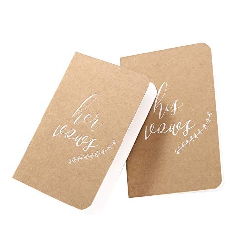 Book Cover AKITSUMA Vow Books, Wedding Vows Book, His and Hers Vow Book, Brown Kraft Paper Set of 2, US-AKI-012 (Kraft)