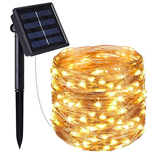 Book Cover Nittelights Solar String Lights LED String Lights 100 LED 33ft 8 Modes Copper Wire LightsWaterproof Decorative Lights for Bedroom Patio PartiesChristmas. Warm White.