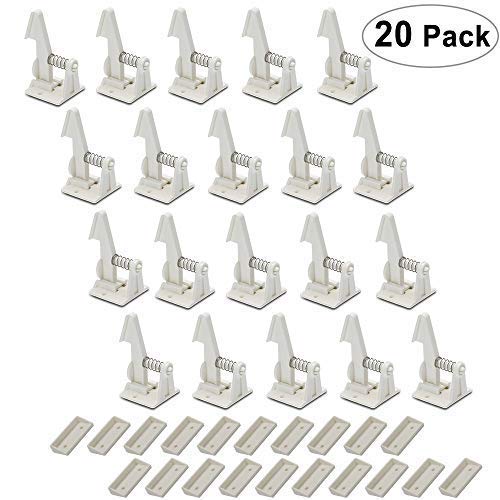 Book Cover Cabinet Locks Child Safety Latches - 20 Pack VMAISI Baby Proofing Cabinets & Drawers Lock - Upgraded Stronger Adhesive Easy Installation - No Drilling