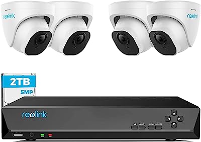 Book Cover Reolink 8CH 5MP PoE Home Security Camera System, 4pcs Wired 5MP Outdoor PoE IP Cameras, 5MP 8-Channel NVR Security System with 2TB HDD for 24/7 Recording, RLK8-420D4-5MP