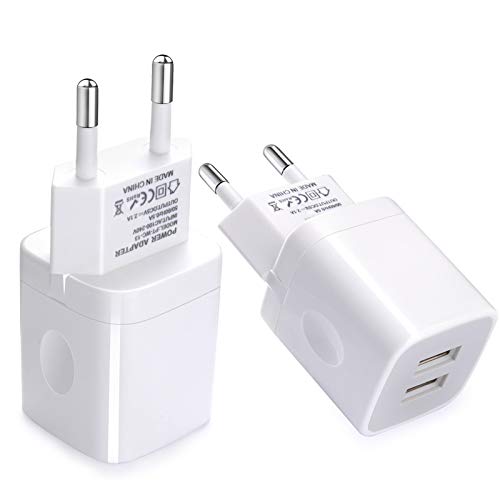 Book Cover European Wall Charger, Vifigen 2-Pack USB 2.1AMP Universal Europe Charger Block Dual Port Plug Compatible for iPhone 12 11 Pro Max XS XR X SE 8 7 6 Plus, Samsung S21 S20 S9, Note 20 Ultra, LG, Moto