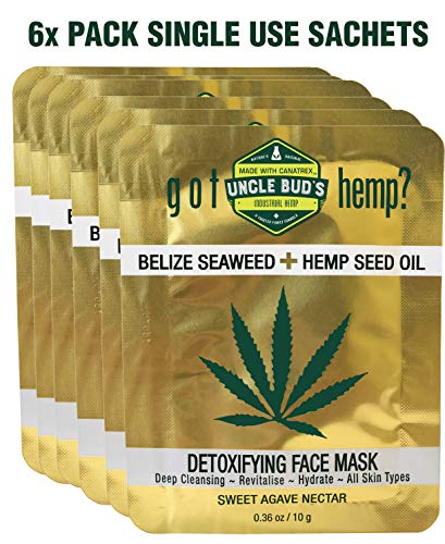 Book Cover Belize Seaweed Detoxifying Face Mask with Pure Hemp Seed Oil - 6 Pack Bundle