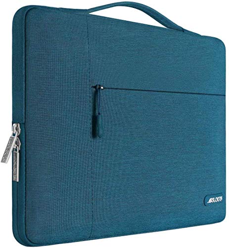 Book Cover MOSISO Laptop Briefcase Handbag Compatible 13-13.3 Inch MacBook Air, MacBook Pro, Notebook Computer, Polyester Multifunctional Carrying Sleeve Case Cover Bag, Deep Teal