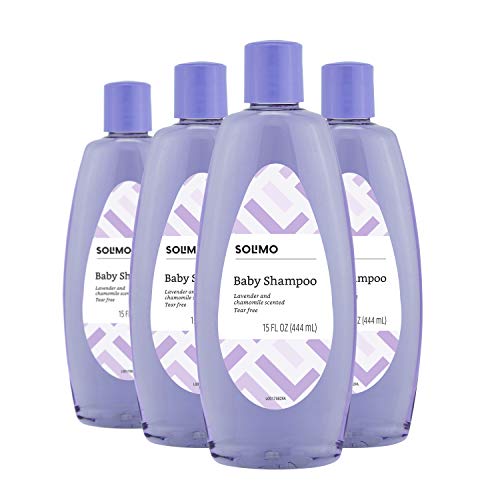 Book Cover Amazon Brand - Solimo Baby Shampoo, Lavender & Chamomile Scented, 15 Fluid Ounce (Pack of 4)
