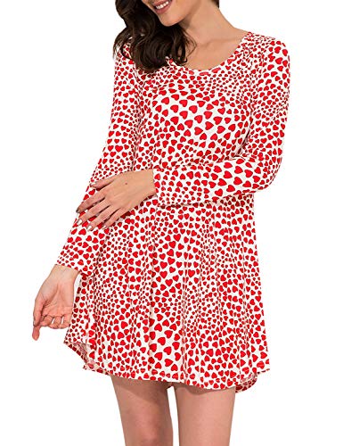 Book Cover Aphratti Women Long Sleeve Valentine Day Clothing Heart Print Casual Swing Dress