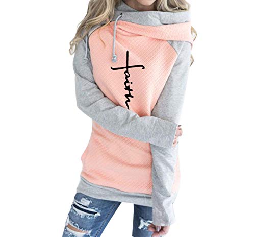 Book Cover AELSON Women's Casual Patchwork Hoodies Long Sleeve Lightweight Pullover Tops Sweatshirts with Pocket