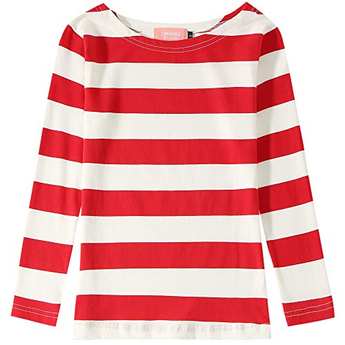 Book Cover Camii Mia-Long-Sleeve-Shirts-for-Big-Girls-Striped T Shirt Crew Neck Cotton Lightweight Causal