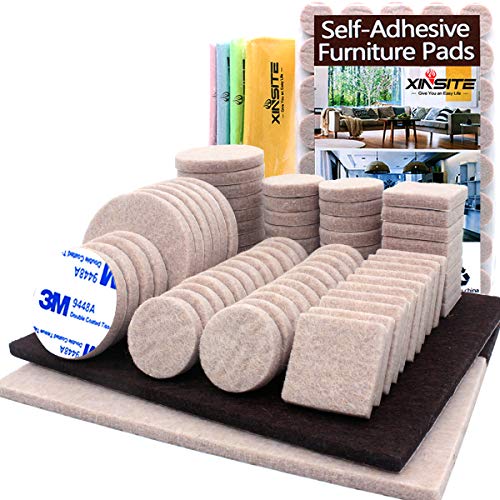 Book Cover Furniture Pads 148 pcs Self Adhesive Felt Furniture Pads Heavy Duty Anti Scratch Furniture Felt Pads Chair Leg Floor Protectors for Chair Legs Feet Protect Hardwood Laminate Tile Floors, Assorted Size