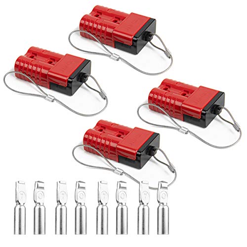Book Cover HYCLAT Red 2-4 Gauge 175 A Battery Quick Connect/Disconnect Wire Harness Electrical Motors Plug Connector Recovery Winch Trailer (4 Pack)