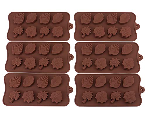 Book Cover Bekith 6 Pack 8-Cavity Leaf Shape Silicone Mold Trays for Making Soap, Candle, Candy, Chocolate or Party Novelty Gift (Leaf Shape)