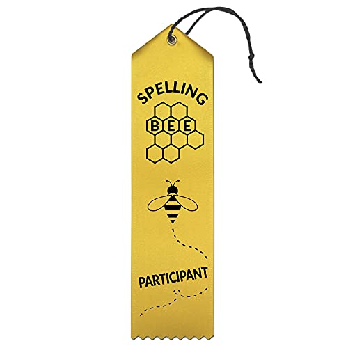 Book Cover RibbonsNow Spelling Bee Participant Ribbons - 25 Yellow Ribbons with Card & String