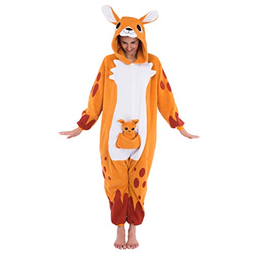 Book Cover Spooktacular Creations Unisex Adult Pajama Plush Onesie One Piece Kangaroo Animal Costume
