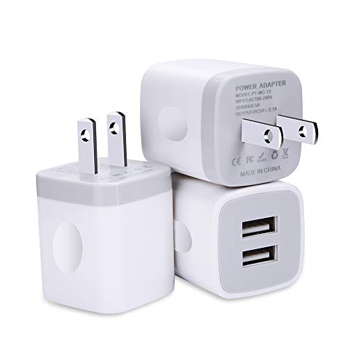 Book Cover USB Wall Charger, Charging Block, FiveBox 3Pack Dual Port 2.1Amp Fast Wall Charger Brick Base Adapter Charging Cube Plug Charger Box Compatible iPhone 13/12/X/6/6S/7/8 Plus, iPad, Samsung, Android, LG