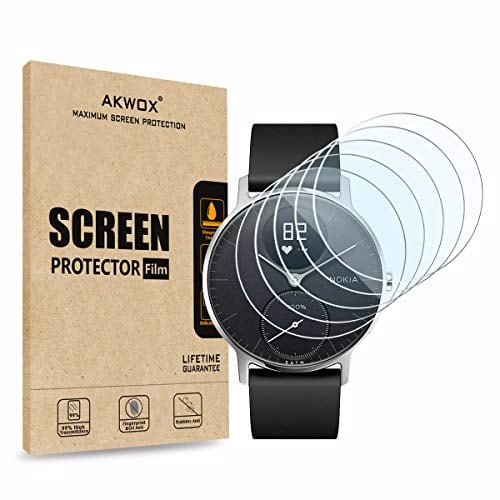 Book Cover [10-Pack] Screen Protector for Nokia Steel HR (36mm), Akwox Full Coverage HD Clear Anti-Bubble Screen Protective Film