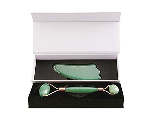 Book Cover Face Jade Roller and Scraping Massager, Natural Jade Roller for Face to Eyes Neck Clear Toxin/Reduce Puffiness/Slimming/Remove Wrinkles/Anti-Aging Restoring Christmas Gift (G)
