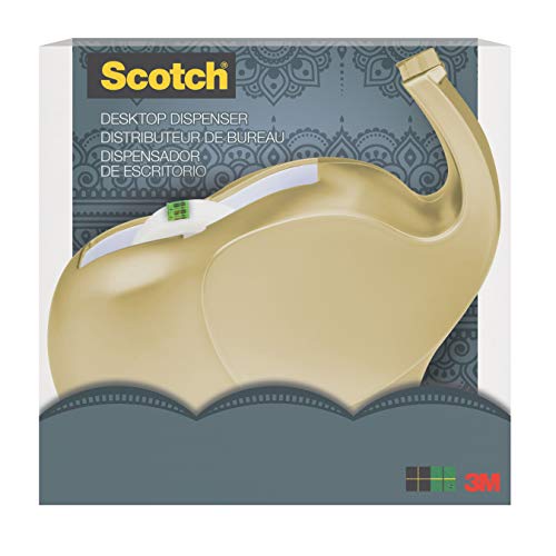 Book Cover Scotch Desktop Dispenser, Gold Elephant 3/4 in x 350 in (C43-ELPHT)