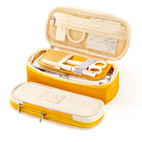 Book Cover EASTHILL Medium Capacity Pencil Pen Case Office College School Large Storage High Bag Pouch Holder Box Organizer Yellow Orange New Arrival