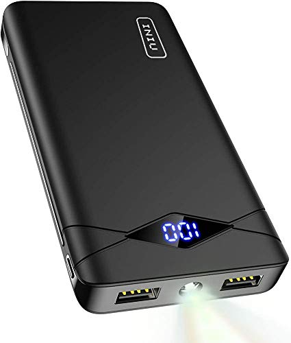 Book Cover INIU Power Bank, LED Display 10000mAh Portable Charger, Dual 3A High-Speed 2 USB Ports with Flashlight Battery Pack, Compatible with iPhone XS X 8 Samsung Galaxy S10 S9 Note 10 Google Oneplus iPad etc