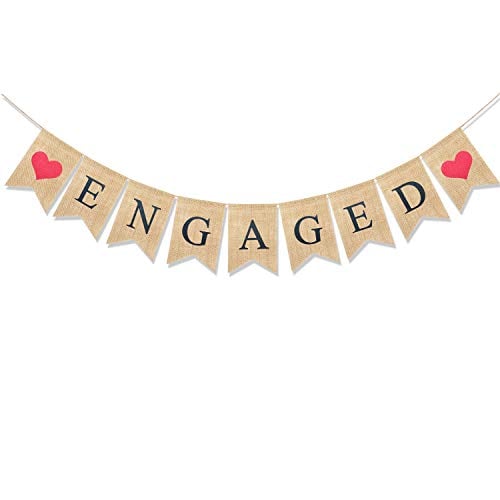 Book Cover Uniwish Engaged Banner Burlap Bunting Garland Bridal Shower Engagement Party Decorations Rustic Wedding Save the Date Photo Props