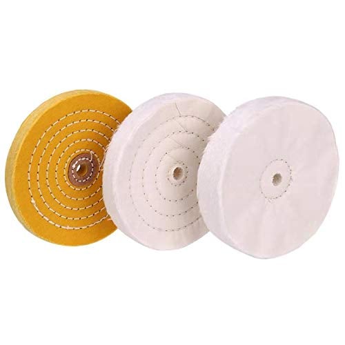 Book Cover 6 inch Buffing Polishing wheel 1/2 Inch Arbor Hole for Bench Grinder Buffer Tool Coarse Medium Soft 3pcs