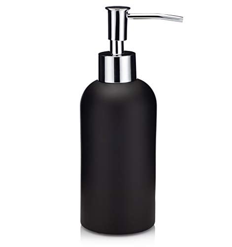 Book Cover EssentraHome Matte Black Liquid Soap Dispenser with Metal Brushed Gold Pump for Bathroom, Bedroom or Kitchen. Great for Hand Lotions and Essential Oils. 10 Fluid Ounce