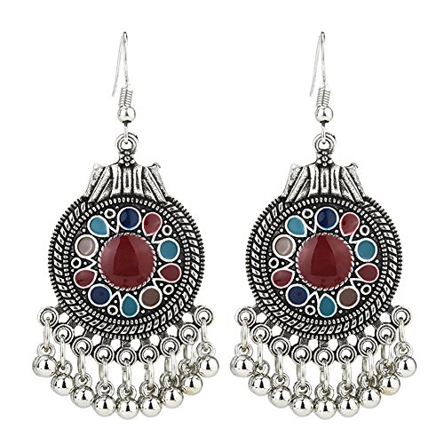 Book Cover Infgreate Retro Ethnic Round Enamel Pendant Tassels Hook Earrings Beautiful And Lovely Jewelry Women Party Jewelry Red