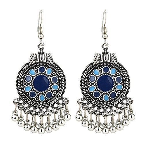 Book Cover Infgreate Retro Ethnic Round Enamel Pendant Tassels Hook Earrings Beautiful And Lovely Jewelry Women Party Jewelry Blue